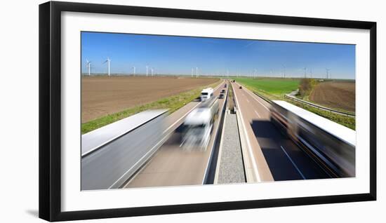 Germany, Saxony-Anhalt, Truck and Car in Motion Blur-Andreas Vitting-Framed Photographic Print