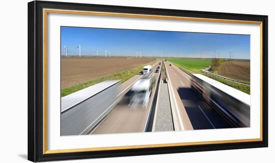 Germany, Saxony-Anhalt, Truck and Car in Motion Blur-Andreas Vitting-Framed Photographic Print