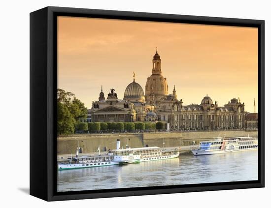 Germany, Saxony, Dresden, Elbe River and Old Town Skyline-Michele Falzone-Framed Premier Image Canvas