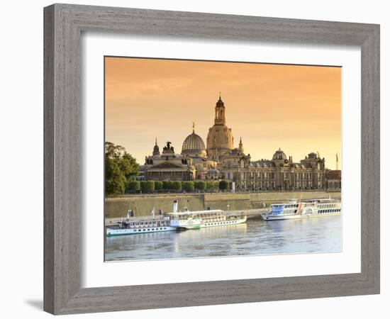 Germany, Saxony, Dresden, Elbe River and Old Town Skyline-Michele Falzone-Framed Photographic Print