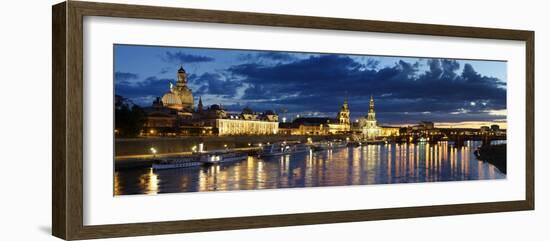 Germany, Saxony, Dresden, Elbe River and Old Town Skyline-Michele Falzone-Framed Photographic Print