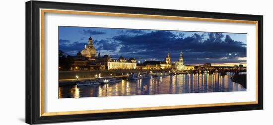 Germany, Saxony, Dresden, Elbe River and Old Town Skyline-Michele Falzone-Framed Photographic Print