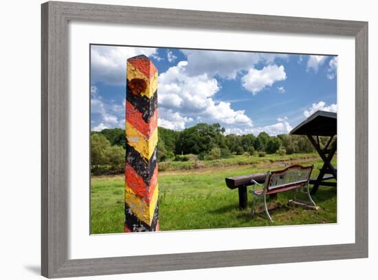 Germany, Saxony, Oder-Neisse Cycle Route, Boundary Post at the Polish Border, Resting Place-Catharina Lux-Framed Photographic Print