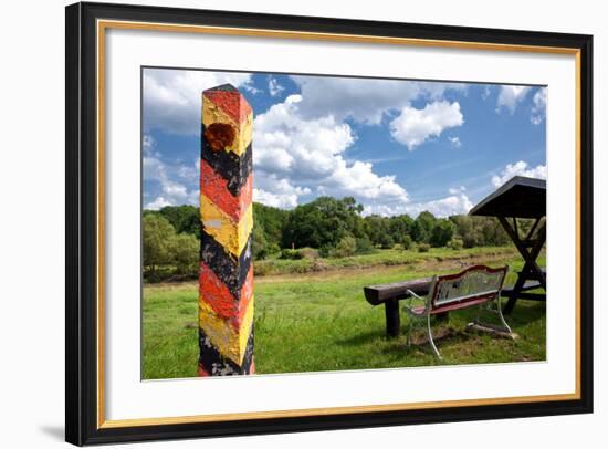 Germany, Saxony, Oder-Neisse Cycle Route, Boundary Post at the Polish Border, Resting Place-Catharina Lux-Framed Photographic Print