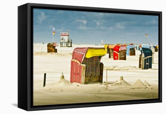 Germany, Schleswig-Holstein, Amrum, Sandy Beach, Sand Bank, Kniepsand, Beach Chairs-Ingo Boelter-Framed Premier Image Canvas