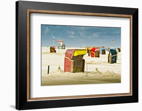 Germany, Schleswig-Holstein, Amrum, Sandy Beach, Sand Bank, Kniepsand, Beach Chairs-Ingo Boelter-Framed Photographic Print