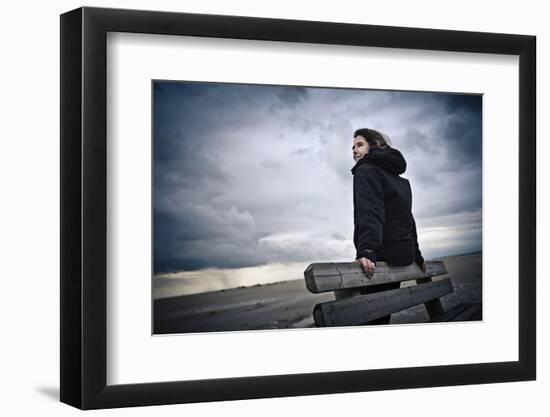 Germany, Schleswig-Holstein, Amrum, Sandy Beach, Sand Bank, Kniepsand, Woman-Ingo Boelter-Framed Photographic Print