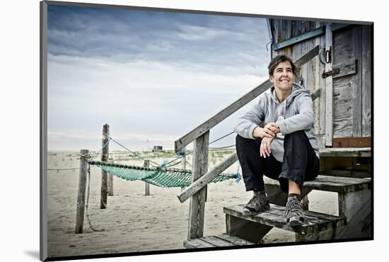 Germany, Schleswig-Holstein, Amrum, Sandy Beach, Sand Bar 'Kniepsand', Hut, Woman-Ingo Boelter-Mounted Photographic Print