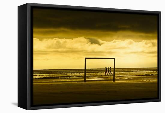 Germany, Schleswig-Holstein, Amrum, Sandy Beach, Sandbank, Kniepsand, Stroller, Evening Mood-Ingo Boelter-Framed Premier Image Canvas