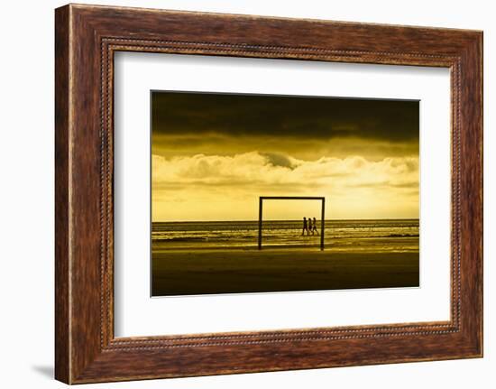 Germany, Schleswig-Holstein, Amrum, Sandy Beach, Sandbank, Kniepsand, Stroller, Evening Mood-Ingo Boelter-Framed Photographic Print