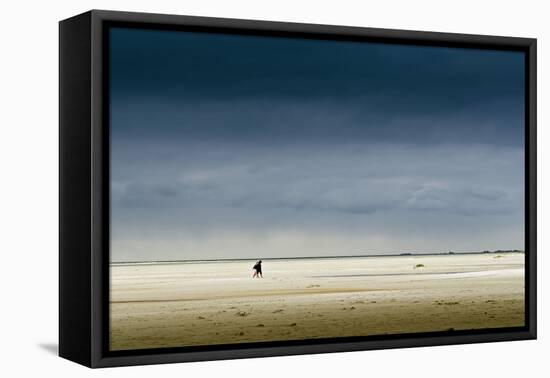 Germany, Schleswig-Holstein, Amrum, Sandy Beach, Sandbank, Kniepsand, Stroller-Ingo Boelter-Framed Premier Image Canvas