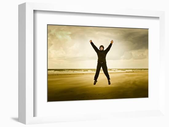 Germany, Schleswig-Holstein, Amrum, Sandy Beach, Sandbank, Kniepsand, Woman, Caper-Ingo Boelter-Framed Photographic Print