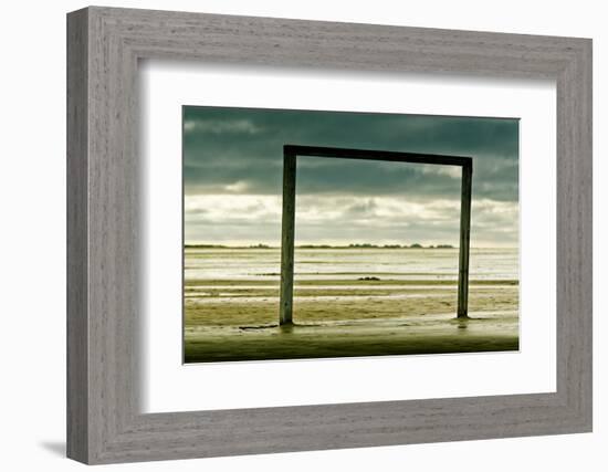 Germany, Schleswig-Holstein, Amrum, Sandy Beach, Sandbank, Kniepsand, Wooden Gate-Ingo Boelter-Framed Photographic Print