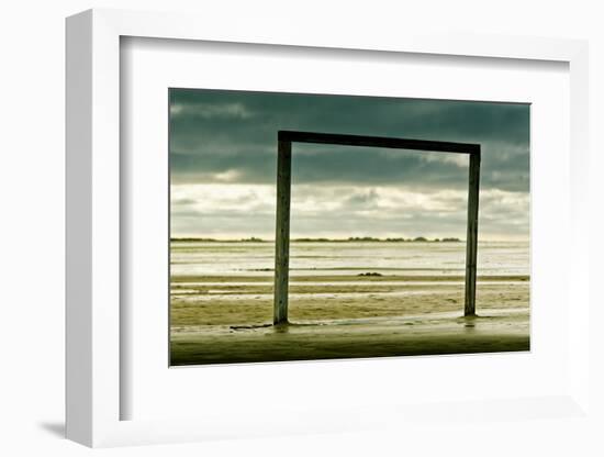 Germany, Schleswig-Holstein, Amrum, Sandy Beach, Sandbank, Kniepsand, Wooden Gate-Ingo Boelter-Framed Photographic Print