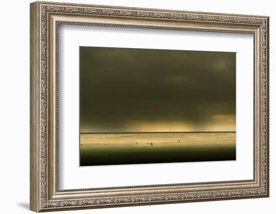 Germany, Schleswig-Holstein, Amrum, Sandy Beach, Sandbank, Stormy Atmosphere-Ingo Boelter-Framed Photographic Print