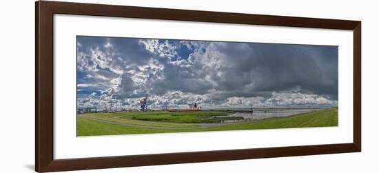 Germany, Schleswig-Holstein, BrunsbŸttel (Town), Dyke, Industry, Lock-Ingo Boelter-Framed Photographic Print