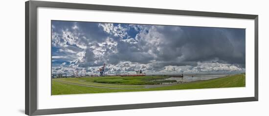 Germany, Schleswig-Holstein, BrunsbŸttel (Town), Dyke, Industry, Lock-Ingo Boelter-Framed Photographic Print