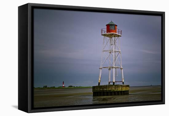 Germany, Schleswig-Holstein, Pellworm, Mud Flats, Wadden Sea, Lighthouse, Unterfeuer-Ingo Boelter-Framed Premier Image Canvas