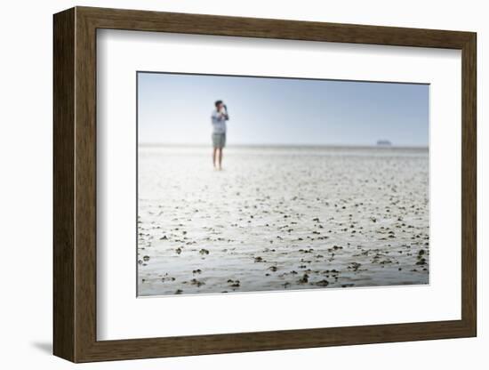 Germany, Schleswig-Holstein, Pellworm, Mud Flats, Woman-Ingo Boelter-Framed Photographic Print