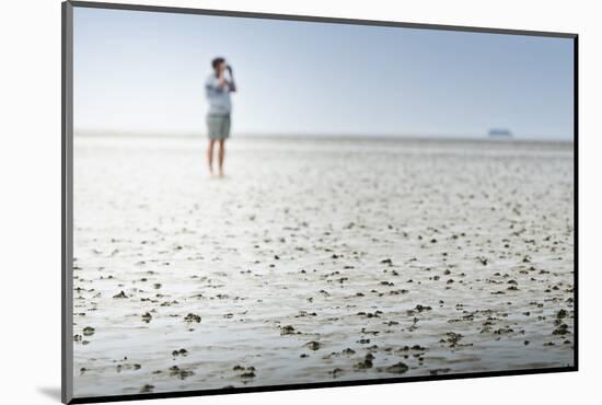 Germany, Schleswig-Holstein, Pellworm, Mud Flats, Woman-Ingo Boelter-Mounted Photographic Print