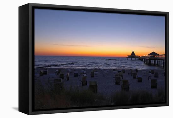 Germany, the Baltic Sea, Island Usedom, Heringsdorf, Beach, Pier, Morning Mood-Chris Seba-Framed Premier Image Canvas