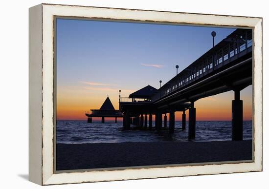 Germany, the Baltic Sea, Island Usedom, Heringsdorf, Beach, Pier, Morning Mood-Chris Seba-Framed Premier Image Canvas