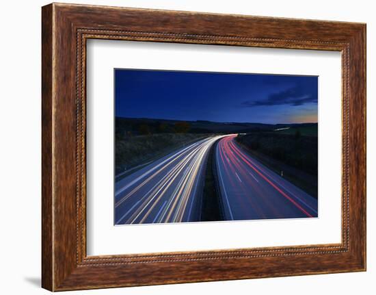 Germany, Thuringia, Close Saalburg, Tracer on the Freeway A9 at Night-Andreas Vitting-Framed Photographic Print