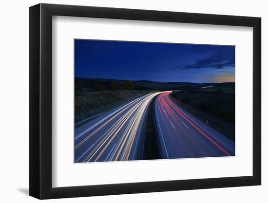 Germany, Thuringia, Close Saalburg, Tracer on the Freeway A9 at Night-Andreas Vitting-Framed Photographic Print