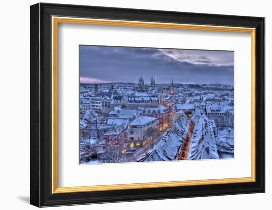 Germany, Thuringia, Erfurt, Cityscape, Winter-Harald Schšn-Framed Premium Photographic Print