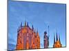 Germany, Thuringia, Erfurt, Domplatz, Severichurch, St. Mary's Cathedral, Monument, Lighting, Dusk-Harald Schšn-Mounted Photographic Print