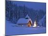 Germany, Upper Bavaria, Elmau, Chapel, Christmas Tree, Illuminated-Thonig-Mounted Photographic Print