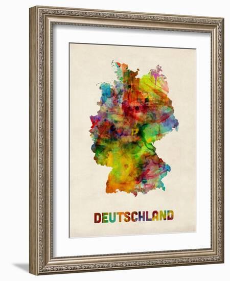 Germany Watercolor Map (Deutschland)-Michael Tompsett-Framed Art Print