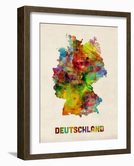 Germany Watercolor Map (Deutschland)-Michael Tompsett-Framed Art Print