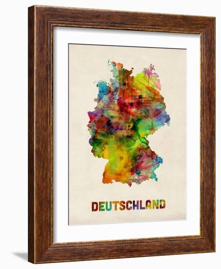 Germany Watercolor Map (Deutschland)-Michael Tompsett-Framed Art Print