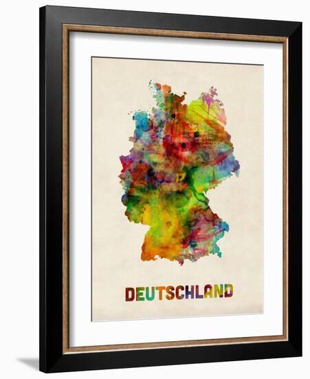 Germany Watercolor Map (Deutschland)-Michael Tompsett-Framed Art Print