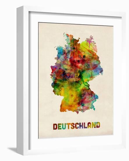 Germany Watercolor Map (Deutschland)-Michael Tompsett-Framed Art Print