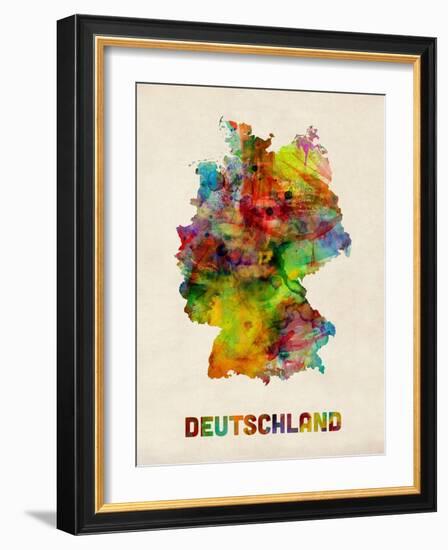 Germany Watercolor Map (Deutschland)-Michael Tompsett-Framed Art Print