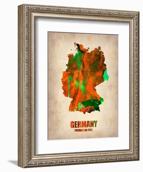 Germany Watercolor Map-NaxArt-Framed Art Print