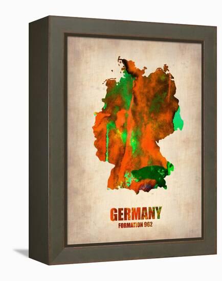 Germany Watercolor Map-NaxArt-Framed Stretched Canvas