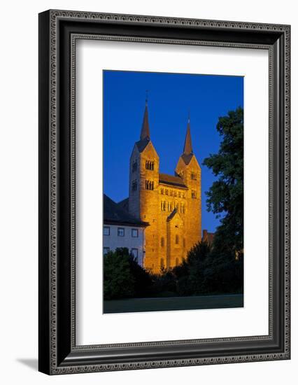Germany, Weser Hills, North Rhine-Westphalia, Hšxter, Castle Corvey, Abbey Church, Evening-Chris Seba-Framed Photographic Print