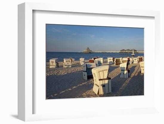 Germany, Western Pomerania, Island Usedom, Heringsdorf, Pier, Beach Chairs, Evening Light-Chris Seba-Framed Photographic Print