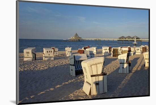 Germany, Western Pomerania, Island Usedom, Heringsdorf, Pier, Beach Chairs, Evening Light-Chris Seba-Mounted Photographic Print