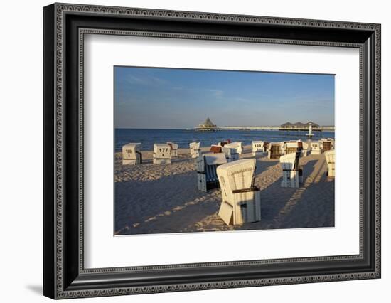 Germany, Western Pomerania, Island Usedom, Heringsdorf, Pier, Beach Chairs, Evening Light-Chris Seba-Framed Photographic Print