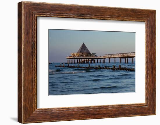 Germany, Western Pomerania, Island Usedom, Heringsdorf, Pier Restaurant, Afterglow Light-Chris Seba-Framed Photographic Print