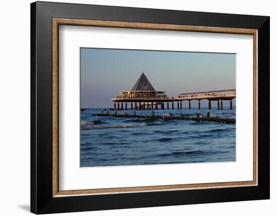 Germany, Western Pomerania, Island Usedom, Heringsdorf, Pier Restaurant, Afterglow Light-Chris Seba-Framed Photographic Print