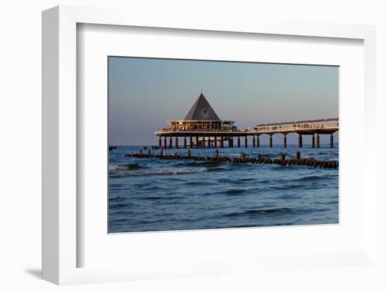 Germany, Western Pomerania, Island Usedom, Heringsdorf, Pier Restaurant, Afterglow Light-Chris Seba-Framed Photographic Print