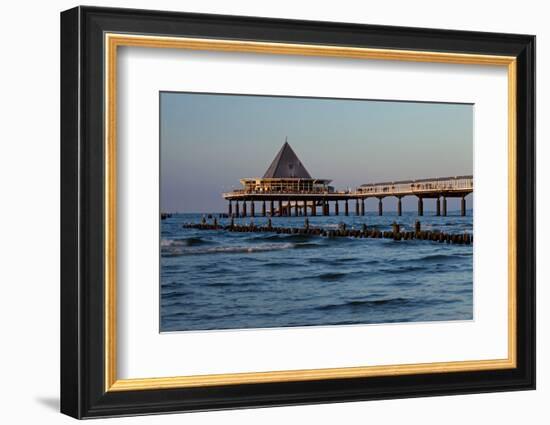 Germany, Western Pomerania, Island Usedom, Heringsdorf, Pier Restaurant, Afterglow Light-Chris Seba-Framed Photographic Print