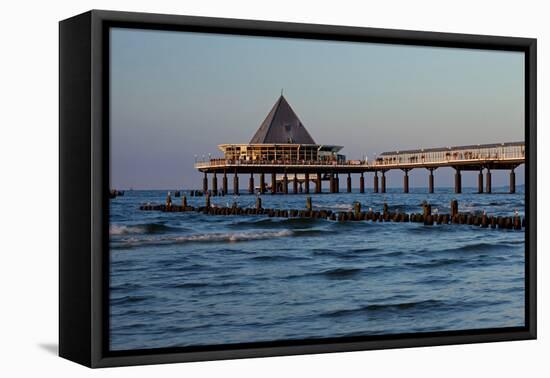 Germany, Western Pomerania, Island Usedom, Heringsdorf, Pier Restaurant, Afterglow Light-Chris Seba-Framed Premier Image Canvas