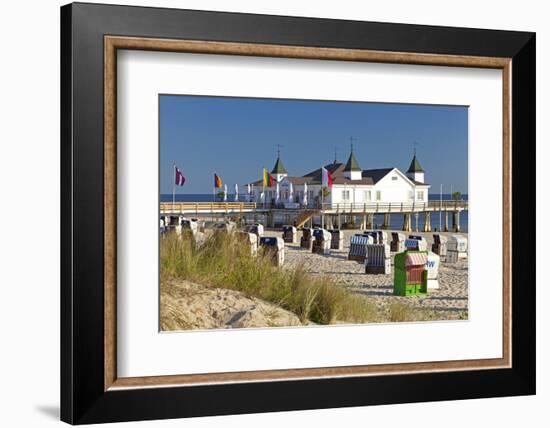 Germany, Western Pomerania, Island Usedom, Seaside Resort Ahlbeck, Pier, Beach Chairs-Chris Seba-Framed Photographic Print