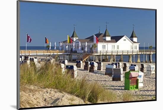 Germany, Western Pomerania, Island Usedom, Seaside Resort Ahlbeck, Pier, Beach Chairs-Chris Seba-Mounted Photographic Print